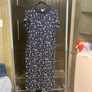 J Jill Navy floral large midi/maxi  dress